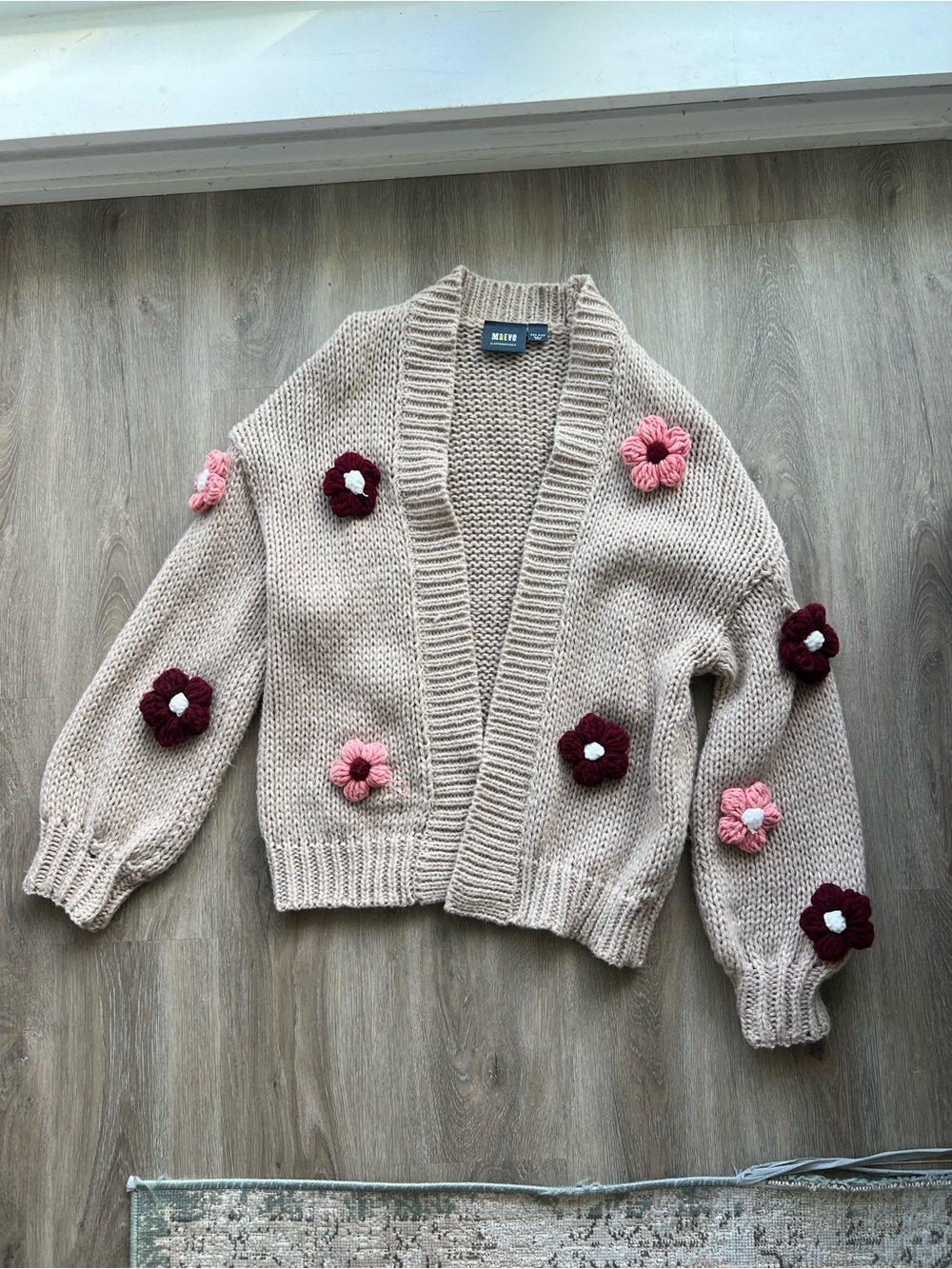 Anthropologie Maeve Flower Knit cardigan